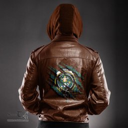 ScotsTee Shop Scottish Murray of Atholl Ancient Clan Crest Tartan Scratch Tartan Leather Jacket