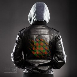 ScotsTee Shop Scottish Menzies Green Modern Clan Tartan Scratch Tartan Leather Jacket