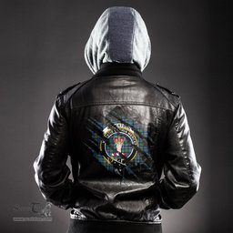 ScotsTee Shop Scottish Robertson Hunting Ancient Clan Crest Tartan Scratch Tartan Leather Jacket