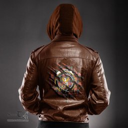 ScotsTee Shop Scottish Stewart Royal Ancient Clan Crest Tartan Scratch Tartan Leather Jacket