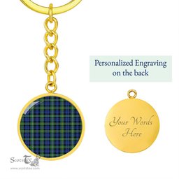 ScotsTee Shop Scottish Campbell Argyll Ancient Clan Circle Pendant Tartan Luxury Keychain - Personalized Engraving