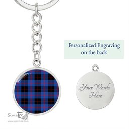 ScotsTee Shop Scottish Angus Modern Clan Circle Pendant Tartan Luxury Keychain - Personalized Engraving