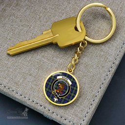 ScotsTee Shop Scottish Baird Modern Clan Crest Circle Pendant Tartan Luxury Keychain - Personalized Engraving