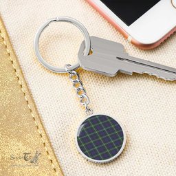 ScotsTee Shop Scottish Campbell Argyll Modern Clan Circle Pendant Tartan Luxury Keychain - Personalized Engraving