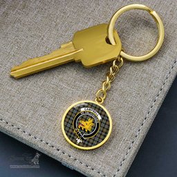 ScotsTee Shop Scottish Campbell Argyll Weathered Clan Crest Circle Pendant Tartan Luxury Keychain - Personalized Engraving