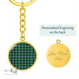 ScotsTee Shop Scottish Arbuthnot Ancient Clan Circle Pendant Tartan Luxury Keychain - Personalized Engraving