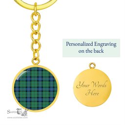 ScotsTee Shop Scottish Armstrong Ancient Clan Circle Pendant Tartan Luxury Keychain - Personalized Engraving