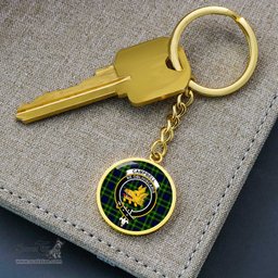 ScotsTee Shop Scottish Campbell of Breadalbane Modern Clan Crest Circle Pendant Tartan Luxury Keychain - Personalized Engraving