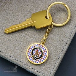 ScotsTee Shop Scottish Boswell Modern Clan Crest Circle Pendant Tartan Luxury Keychain - Personalized Engraving