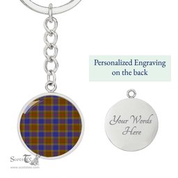 ScotsTee Shop Scottish Balfour Modern Clan Circle Pendant Tartan Luxury Keychain - Personalized Engraving