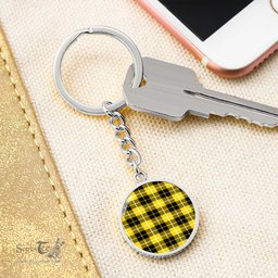 ScotsTee Shop Scottish Barclay Dress Modern Clan Circle Pendant Tartan Luxury Keychain - Personalized Engraving