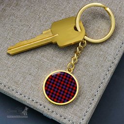ScotsTee Shop Scottish Brown Modern Clan Circle Pendant Tartan Luxury Keychain - Personalized Engraving