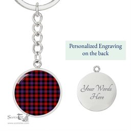 ScotsTee Shop Scottish Brown Modern Clan Circle Pendant Tartan Luxury Keychain - Personalized Engraving