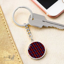 ScotsTee Shop Scottish Brown Modern Clan Circle Pendant Tartan Luxury Keychain - Personalized Engraving