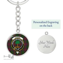 ScotsTee Shop Scottish Cairns Clan Crest Circle Pendant Tartan Luxury Keychain - Personalized Engraving