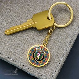 ScotsTee Shop Scottish Buchanan Ancient Clan Crest Circle Pendant Tartan Luxury Keychain - Personalized Engraving