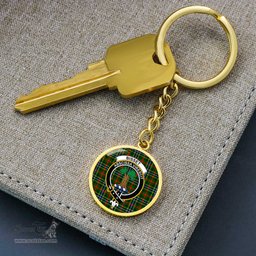 ScotsTee Shop Scottish Bisset Clan Crest Circle Pendant Tartan Luxury Keychain - Personalized Engraving