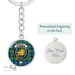 ScotsTee Shop Scottish Campbell Ancient 01 Clan Crest Circle Pendant Tartan Luxury Keychain - Personalized Engraving