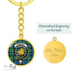 ScotsTee Shop Scottish Campbell Ancient 01 Clan Crest Circle Pendant Tartan Luxury Keychain - Personalized Engraving