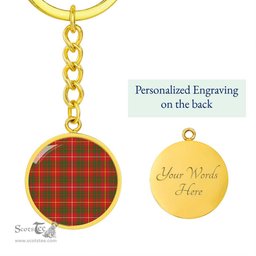 ScotsTee Shop Scottish Bruce Modern Clan Circle Pendant Tartan Luxury Keychain - Personalized Engraving