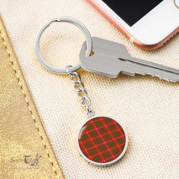 ScotsTee Shop Scottish Bruce Modern Clan Circle Pendant Tartan Luxury Keychain - Personalized Engraving