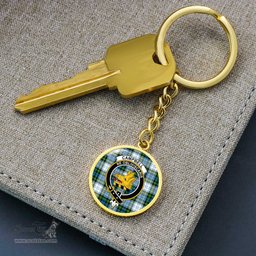 ScotsTee Shop Scottish Campbell Dress Ancient Clan Crest Circle Pendant Tartan Luxury Keychain - Personalized Engraving