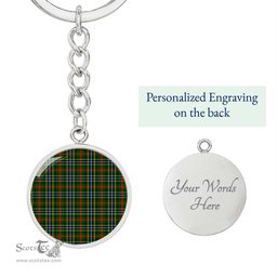 ScotsTee Shop Scottish Bisset Clan Circle Pendant Tartan Luxury Keychain - Personalized Engraving