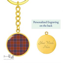 ScotsTee Shop Scottish Cameron Of Lochiel Ancient Clan Circle Pendant Tartan Luxury Keychain - Personalized Engraving