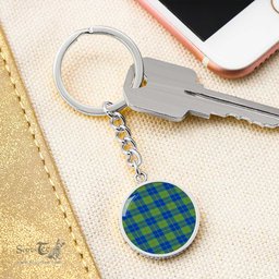 ScotsTee Shop Scottish Barclay Hunting Ancient Clan Circle Pendant Tartan Luxury Keychain - Personalized Engraving