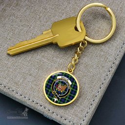 ScotsTee Shop Scottish Baillie Modern Clan Crest Circle Pendant Tartan Luxury Keychain - Personalized Engraving