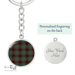 ScotsTee Shop Scottish Buchan Ancient Clan Circle Pendant Tartan Luxury Keychain - Personalized Engraving