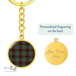 ScotsTee Shop Scottish Buchan Ancient Clan Circle Pendant Tartan Luxury Keychain - Personalized Engraving