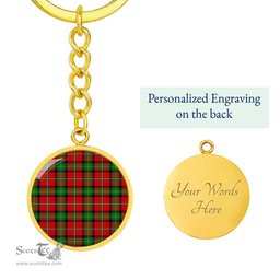 ScotsTee Shop Scottish Boyd Modern Clan Circle Pendant Tartan Luxury Keychain - Personalized Engraving