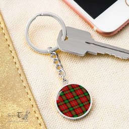 ScotsTee Shop Scottish Boyd Modern Clan Circle Pendant Tartan Luxury Keychain - Personalized Engraving