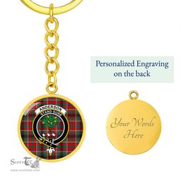 ScotsTee Shop Scottish Anderson of Arbrake Clan Crest Circle Pendant Tartan Luxury Keychain - Personalized Engraving