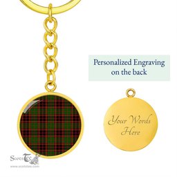 ScotsTee Shop Scottish Buchan Modern Clan Circle Pendant Tartan Luxury Keychain - Personalized Engraving