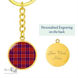 ScotsTee Shop Scottish Cameron Of Lochiel Modern Clan Circle Pendant Tartan Luxury Keychain - Personalized Engraving