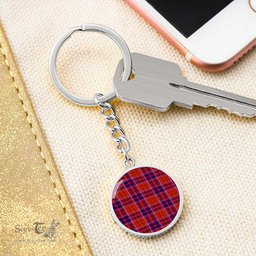 ScotsTee Shop Scottish Cameron Of Lochiel Modern Clan Circle Pendant Tartan Luxury Keychain - Personalized Engraving