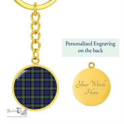 ScotsTee Shop Scottish Baird Modern Clan Circle Pendant Tartan Luxury Keychain - Personalized Engraving
