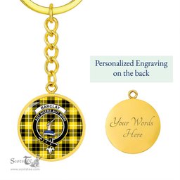 ScotsTee Shop Scottish Barclay Dress Modern Clan Crest Circle Pendant Tartan Luxury Keychain - Personalized Engraving
