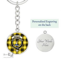 ScotsTee Shop Scottish Barclay Dress Modern Clan Crest Circle Pendant Tartan Luxury Keychain - Personalized Engraving
