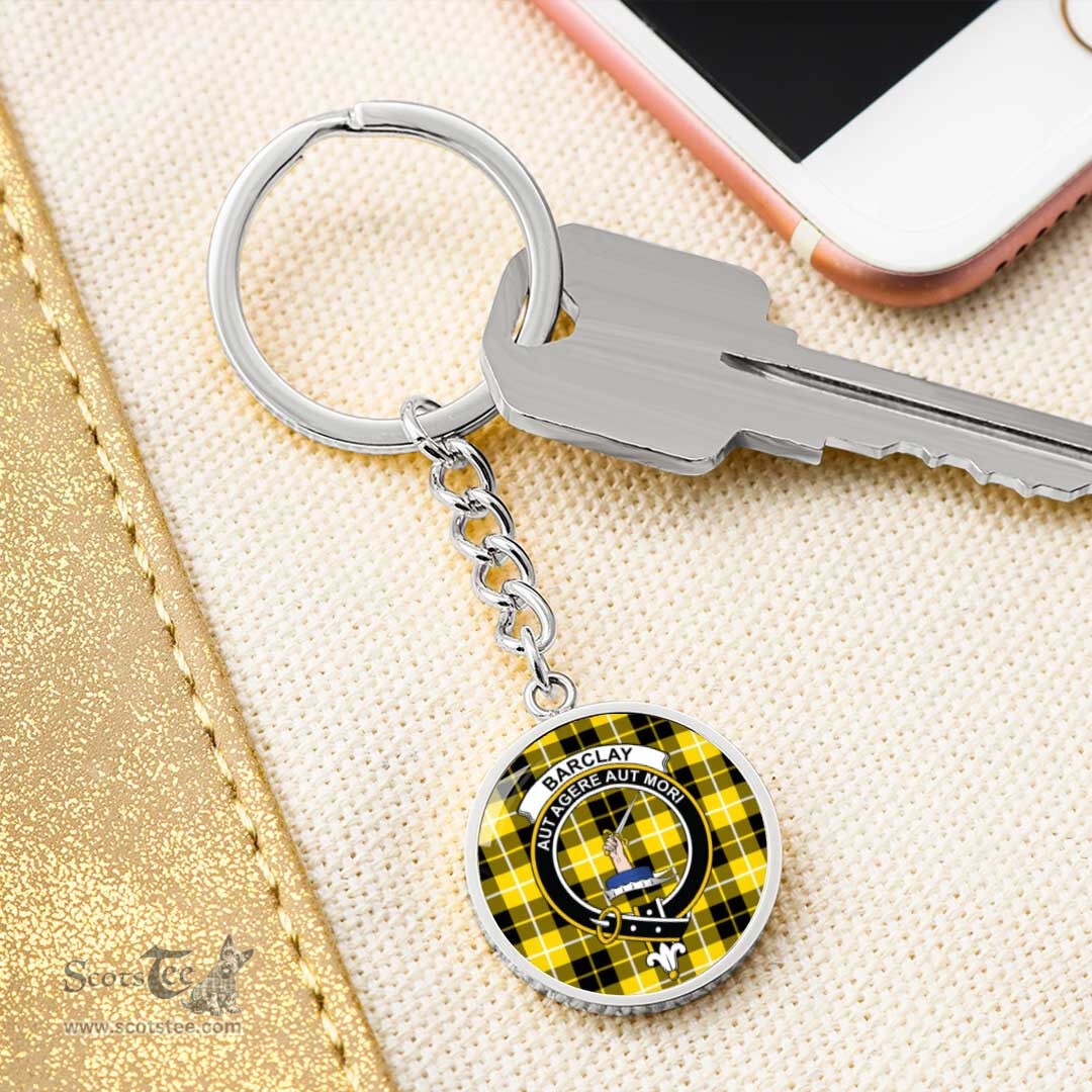 ScotsTee Shop Scottish Barclay Dress Modern Clan Crest Circle Pendant Tartan Luxury Keychain - Personalized Engraving
