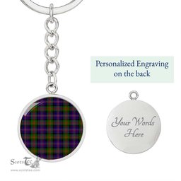 ScotsTee Shop Scottish Cameron Of Erracht Modern Clan Circle Pendant Tartan Luxury Keychain - Personalized Engraving