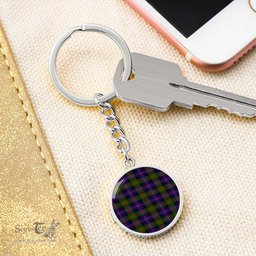 ScotsTee Shop Scottish Cameron Of Erracht Modern Clan Circle Pendant Tartan Luxury Keychain - Personalized Engraving