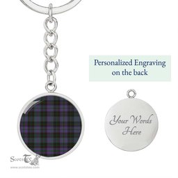 ScotsTee Shop Scottish Clergy Green Clan Circle Pendant Tartan Luxury Keychain - Personalized Engraving