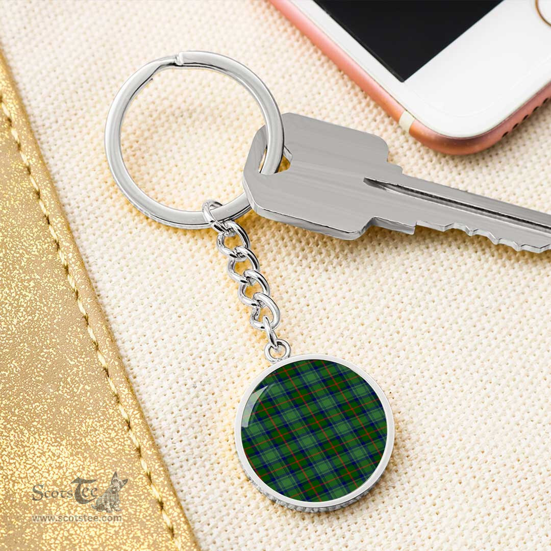 ScotsTee Shop Scottish Cranstoun Clan Circle Pendant Tartan Luxury Keychain - Personalized Engraving