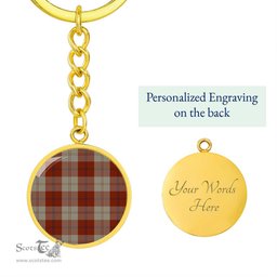 ScotsTee Shop Scottish Davidson Dress Dancers Clan Circle Pendant Tartan Luxury Keychain - Personalized Engraving