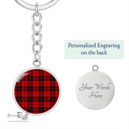 ScotsTee Shop Scottish Ettrick District Clan Circle Pendant Tartan Luxury Keychain - Personalized Engraving