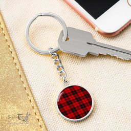 ScotsTee Shop Scottish Ettrick District Clan Circle Pendant Tartan Luxury Keychain - Personalized Engraving