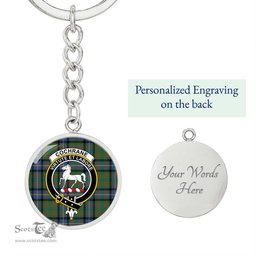 ScotsTee Shop Scottish Cochrane Ancient Clan Crest Circle Pendant Tartan Luxury Keychain - Personalized Engraving